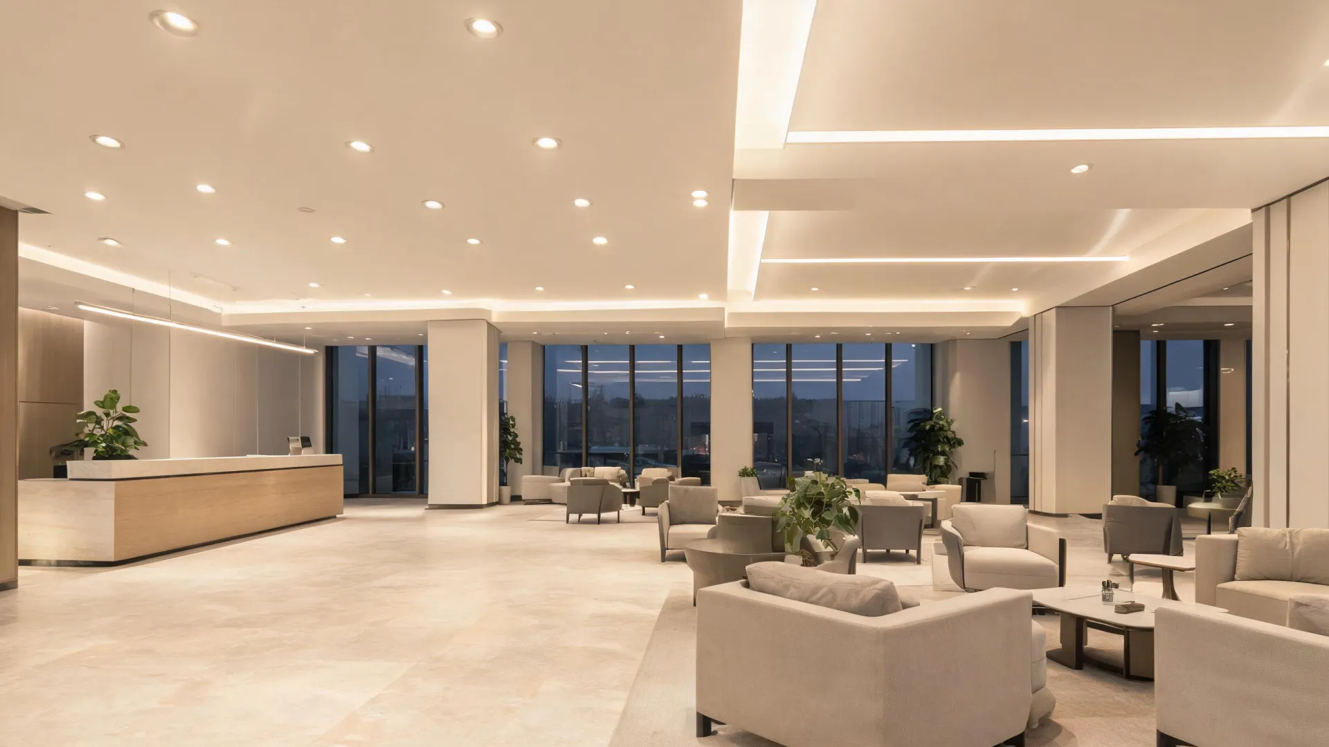 Sylvania commercial lighting across a welcoming contemporary workplace