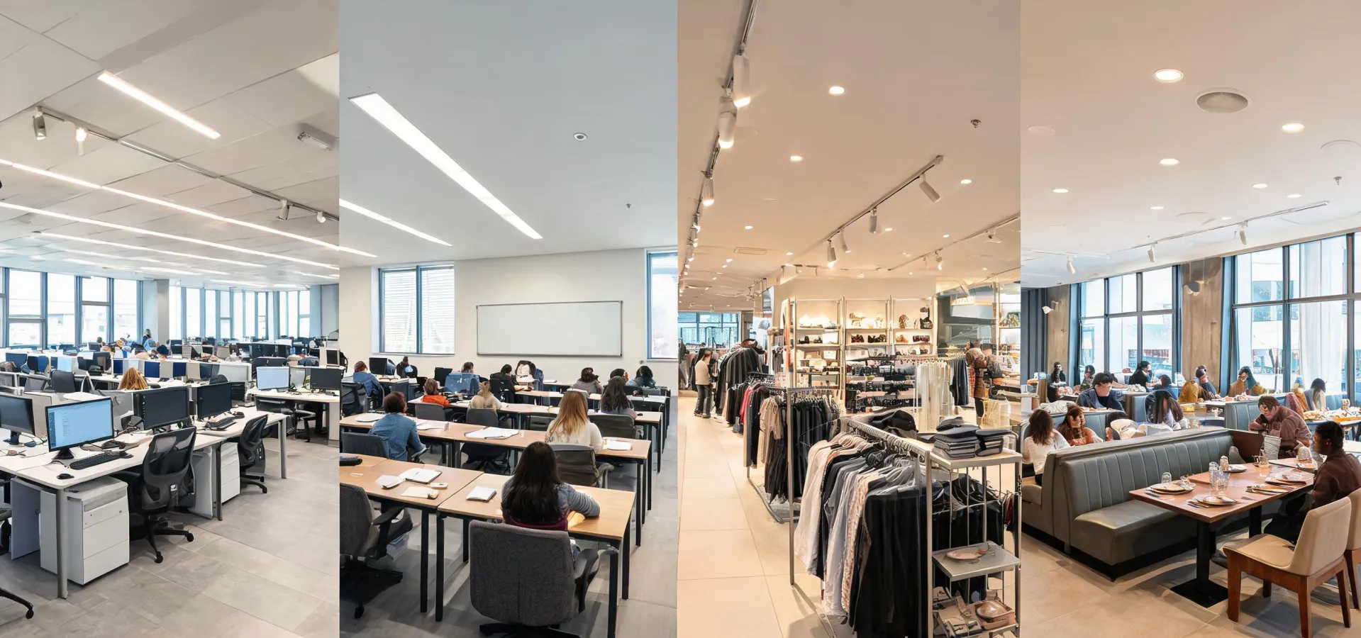 Commercial interiors with coordinated Sylvania lighting applications
